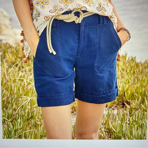 Sundance Solid Sumi Shorts LINEN Blend Women’s 16 (36”waist) Navy Blue NWT - Picture 1 of 13